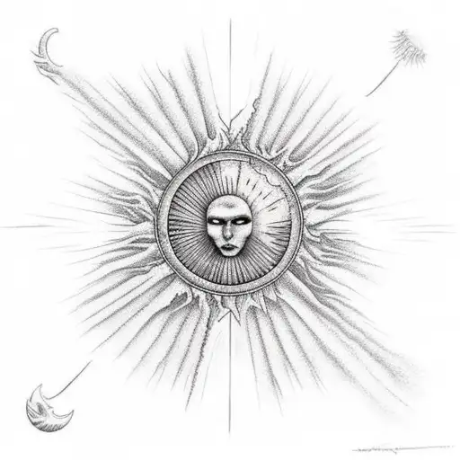 Icarus fading into a sun tattoo design idea