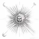Icarus fading into a sun tattoo design idea