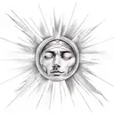 Icarus fading into a sun tattoo design idea