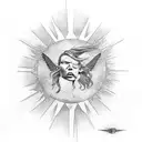Icarus fading into a sun tattoo design idea