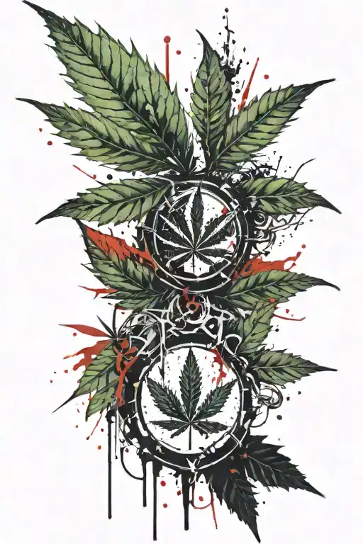marijuana leaf tattoo design idea