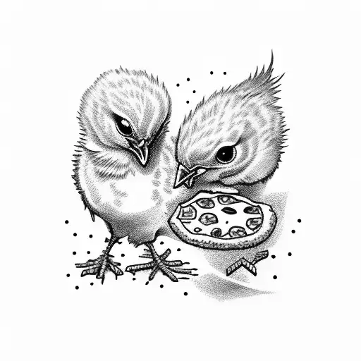 chick eat pizza tattoo design idea
