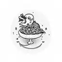 chick eating pizza tattoo design idea