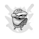 chick eating pizza tattoo design idea