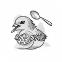 chick eating pizza tattoo design idea