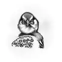 chick eating pizza tattoo design idea