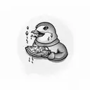 chick eating pizza tattoo design idea