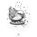 chick eat pizza tattoo design idea