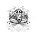 chick eat pizza tattoo design idea