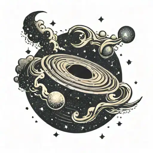 milky way galaxy with black hole tattoo design idea