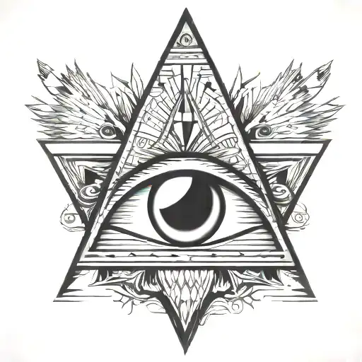  eye but inside is all knowing pyramid logo integrated tattoo design idea