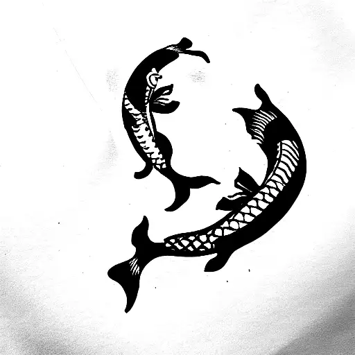 Koi Fish with flowers  tattoo design idea