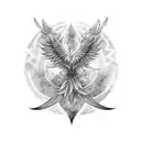 asymmetric phoenix rising with watercolor infill tattoo design idea