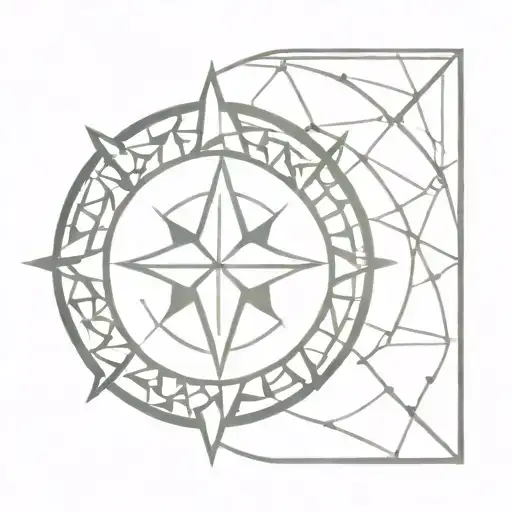 A minimalist tattoo of a Middle Eastern mosaic pattern with a subtle image of a compass, combining the client's love for history and adventure tattoo design idea