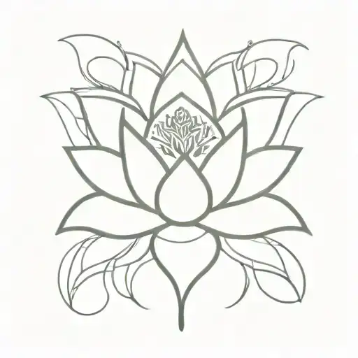 A minimalist tattoo of a lotus flower with intricate patterns inspired by middle eastern and east asian cultures, representing your appreciation for diverse cultures and spirituality tattoo design idea
