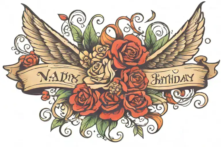child's birthday date of birth tattoo design idea
