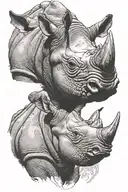 big 5 rhino head tattoo design idea