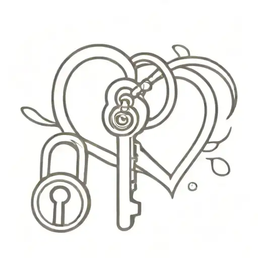 A minimalist tattoo of a key and lock symbolizing your boyfriend as the key to your heart tattoo design idea