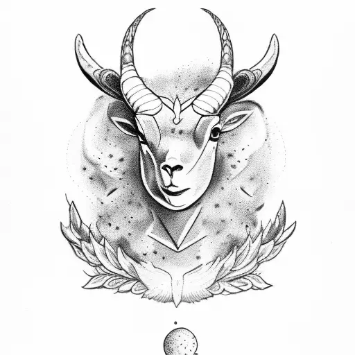 half moon with lamb on it tattoo design idea