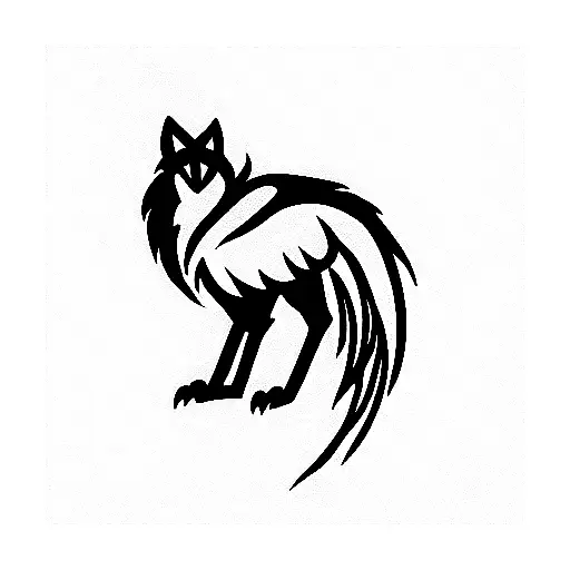 phoenix with wolf tattoo design idea