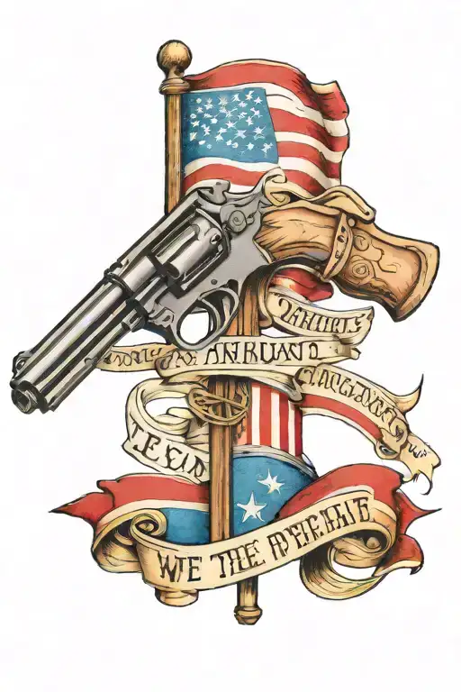 2nd amendment, we the people, gadsen, realistic, american flag sleeve tattoo design idea