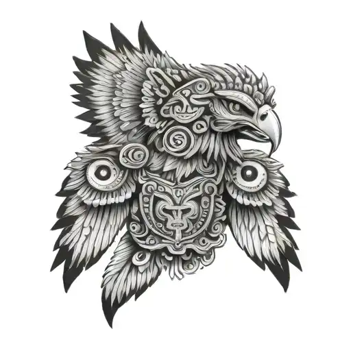 Aztec eagle warrior with spread wings tattoo design idea