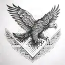 Intricate Aztec eagle design incorporating geometric patterns tattoo design idea