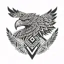 Intricate Aztec eagle design incorporating geometric patterns tattoo design idea