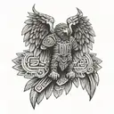 Aztec eagle warrior with spread wings tattoo design idea