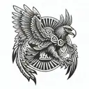 Aztec eagle warrior with spread wings tattoo design idea