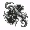 scorpion stabbed by switchblade knife tattoo design idea