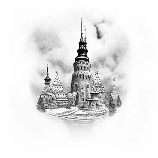 Lithuanian theme that incorporates historical elements like old money and Gediminas Tower tattoo design idea