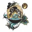 wind, water, earth, fire tattoo design idea