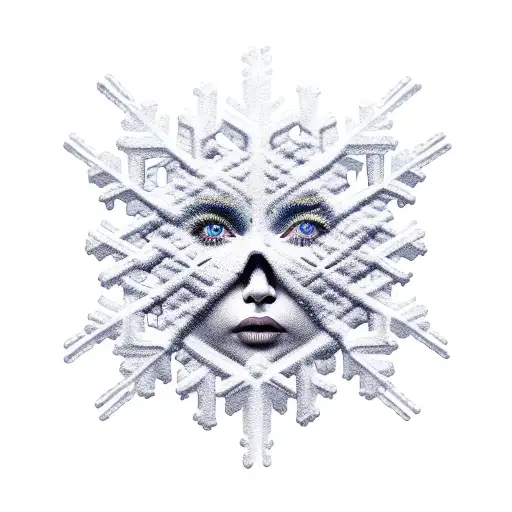 snowflake woman's face broken heart  tattoo design idea