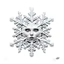 snowflake woman's face broken heart  tattoo design idea