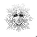 snowflake woman's face broken heart  tattoo design idea