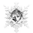 snowflake woman's face broken heart  tattoo design idea