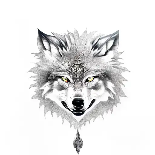 lonley Wolf warrior tattoo design idea