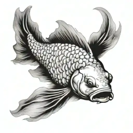 koi fish swimming upstream tattoo design idea