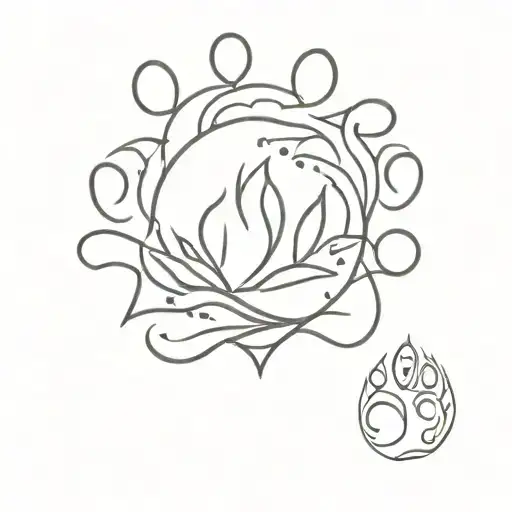 beach waves dog paw prints surrounded by loard Shiva tattoo design idea