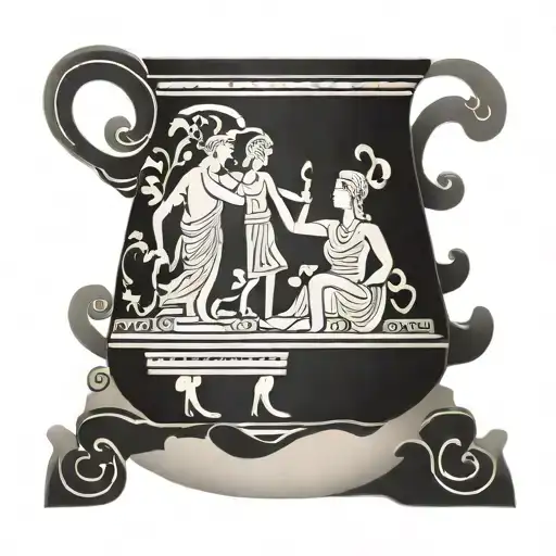 Ancient Greek pottery depicting scenes tattoo design idea