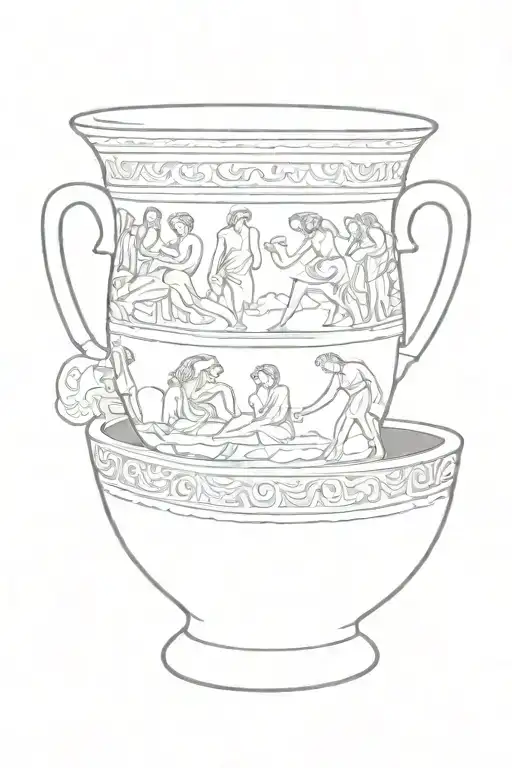 Ancient Greek pottery depicting scenes tattoo design idea