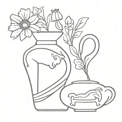 Ancient Greek pottery with picture of wrestlers and flowers on top tattoo design idea