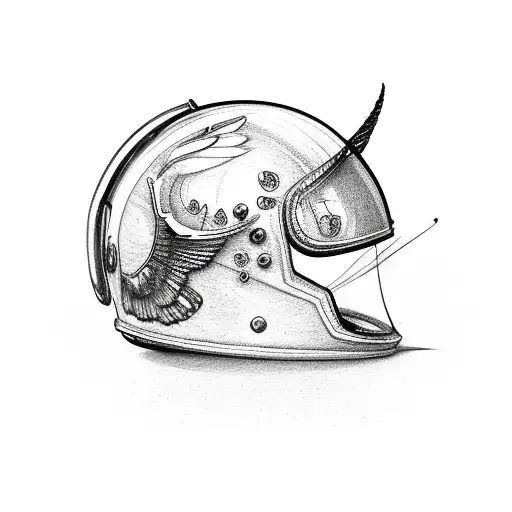 Sketch Motorcycle Helmet With Wings And Tattoo Idea  BlackInk AI