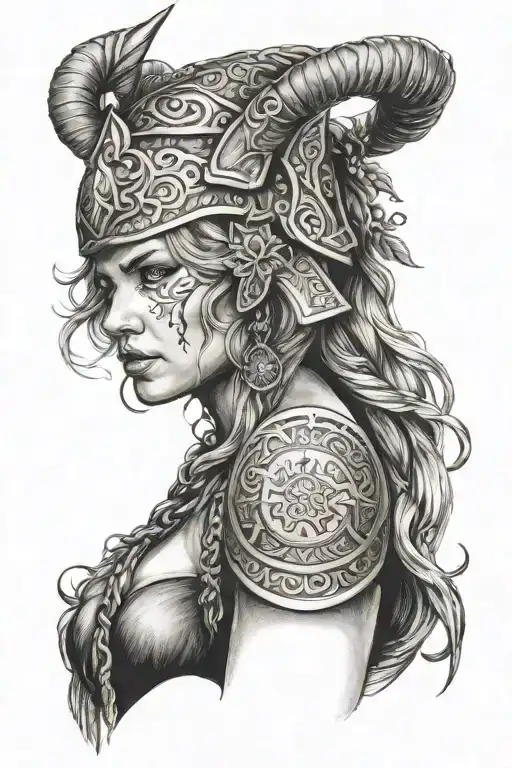 freya norse goddes tattoo design idea