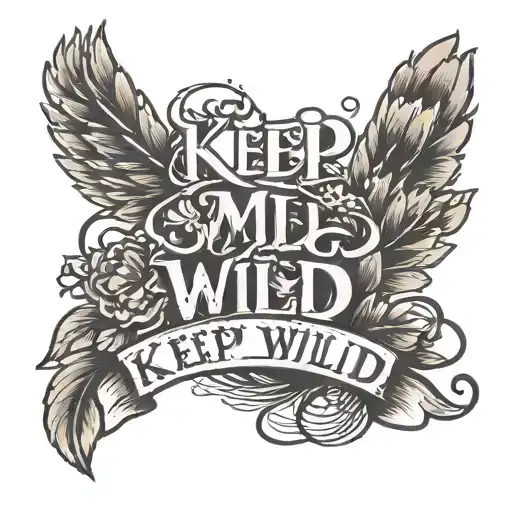 words that are two lines. one line says "keep me wild" and the second line says "keep me sane".  tattoo design idea
