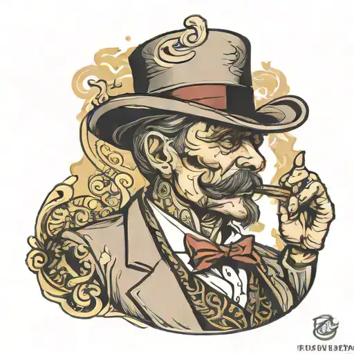 gentleman smooking kuban cigar tattoo design idea