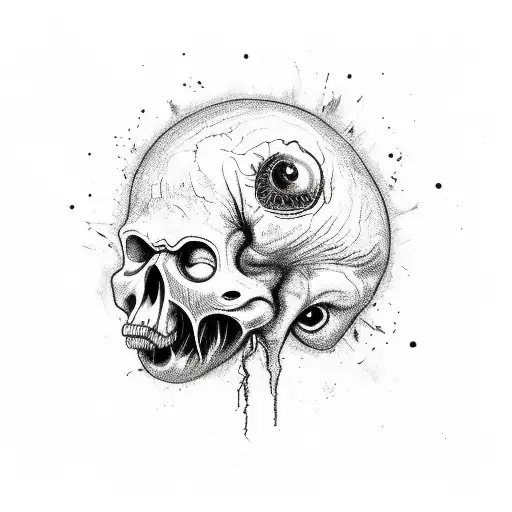 zombie blood brains chaos anarchy tattoo design idea