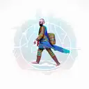 nomad venturer traveling monk tattoo design idea