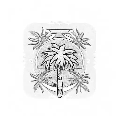 florida state outline with orange blossons, alligators, and palm trees on the inside of the outline tattoo design idea